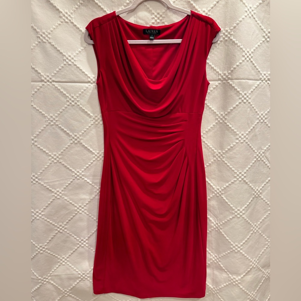 Lauren / Ralph Lauren Faux Wrap Sleeveless Red Dress in Size 8. NWOT